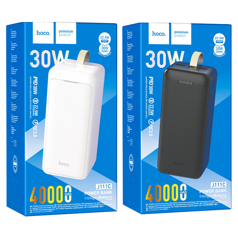Power bank “J111C Smart charge” PD30W + QC3.0 40000mAh