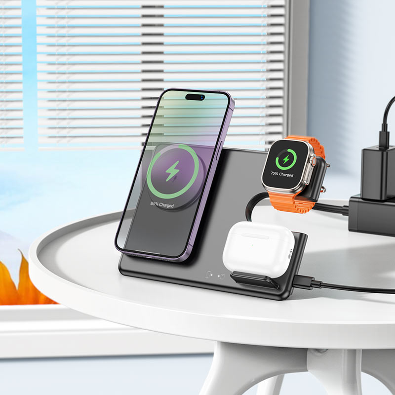 Wireless charger “CQ1 Geek” folding 3-in-1 magnetic.