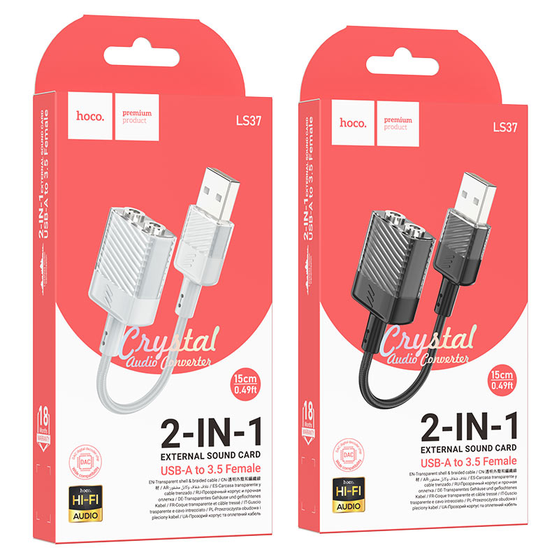 Adapter USB-A to 2 × 3.5mm “LS37 Spirit” audio converter.