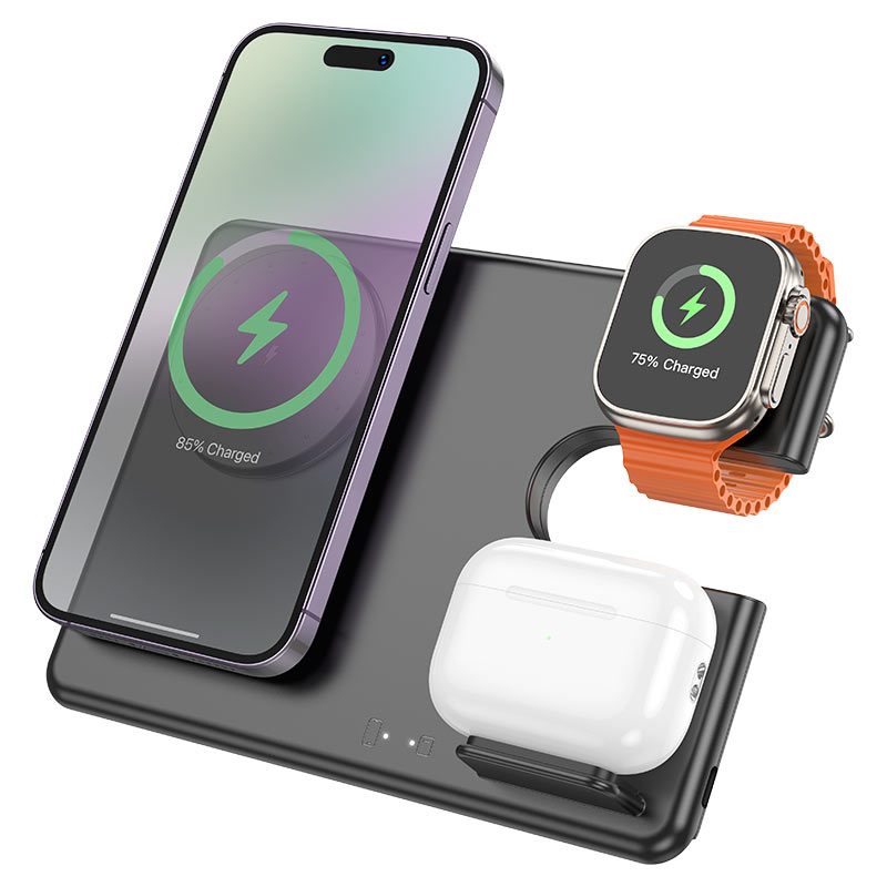 Wireless charger “CQ1 Geek” folding 3-in-1 magnetic.
