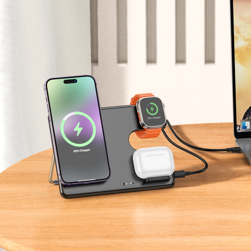 Wireless charger “CQ1 Geek” folding 3-in-1 magnetic.