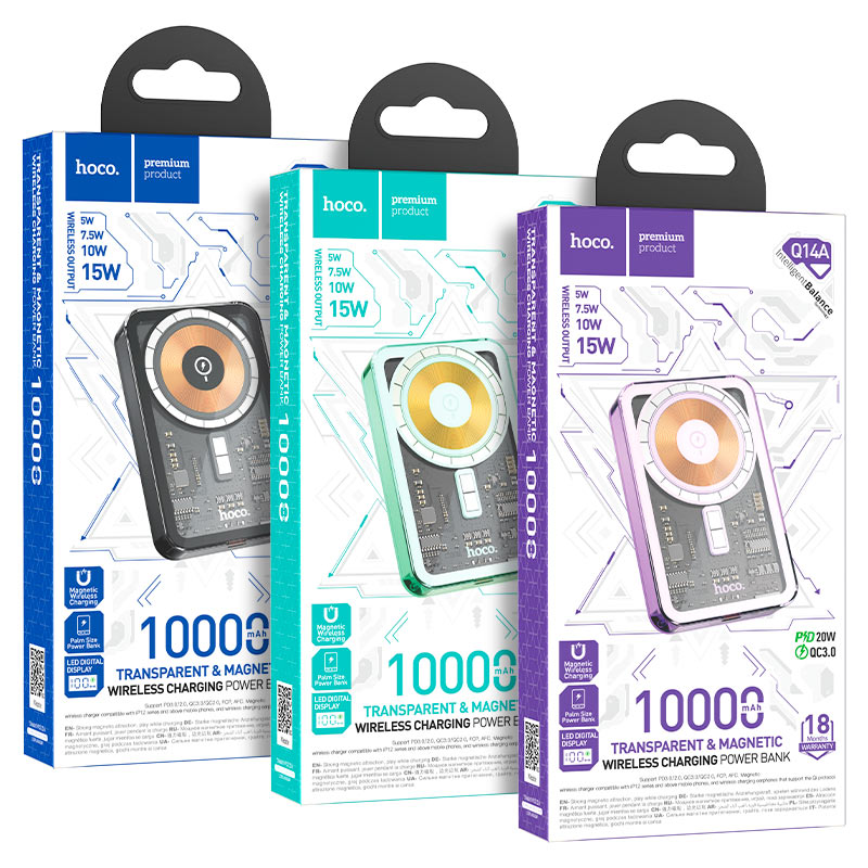 Power bank “Q14A Ice Crystal” PD20W + QC3.0 wireless charging 10000mAh