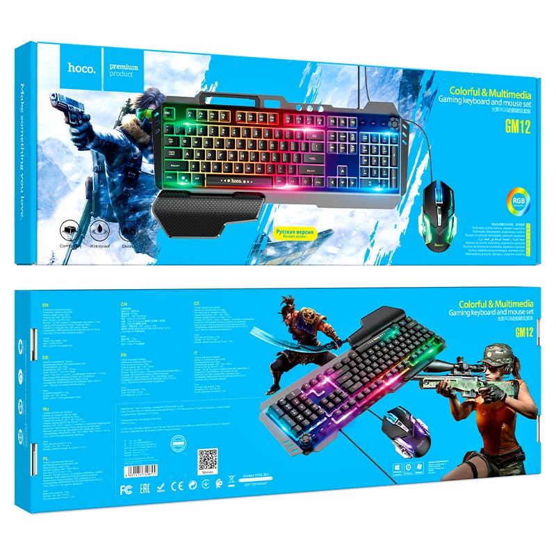 Keyboard + mouse set “GM12 Light and shadow” RGB EN / RU.