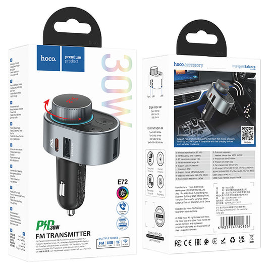 Car charger "E72 Alegria" PD30W with wireless FM transmitter